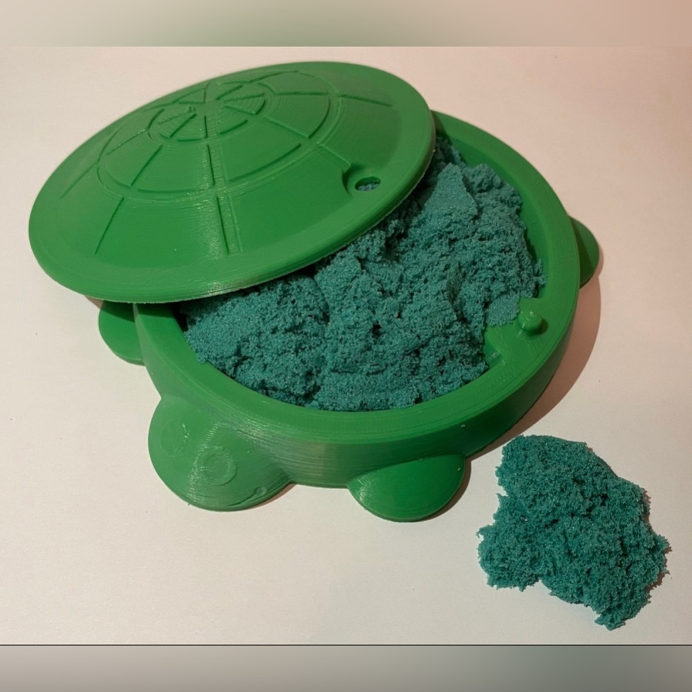 Sensory Turtle Sandbox | Nostalgic Desk Toy | Kinetic Sand Teal
